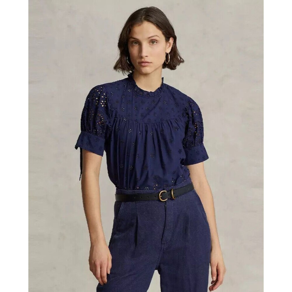 NWT $298 POLO Ralph Lauren WOMEN'S BLOUSE 2 TOP  EYELET  voile